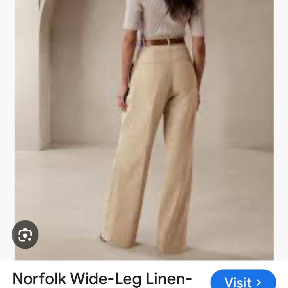 Banana Republic Norfolk linen cotton wide leg trouser fully lined (not BR outlet - Picture 4 of 12